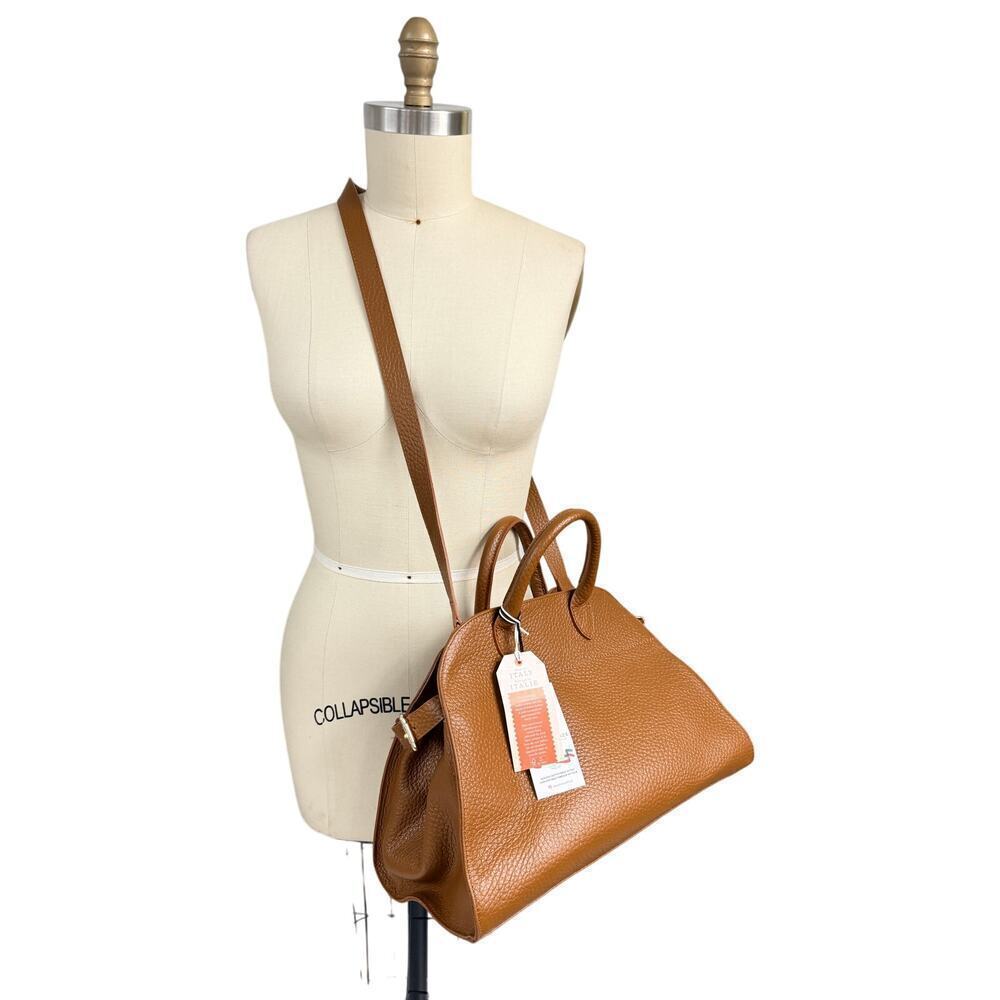 NWT Divina Firenze Made in Italy Leather Satchel Tote Bag in Cuoio Tan